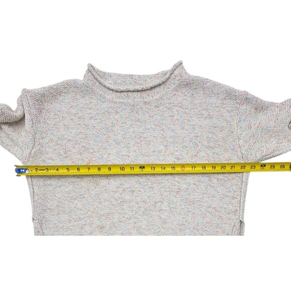 Lou & Grey Speckled Confetti Knit Mock Neck Sweater Side Vents Cream Cozy M - Picture 8 of 11